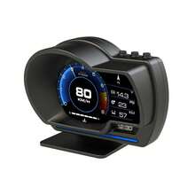 OBD + GPS HUD P24 Ordenador de a bordo con pantalla de visualización frontal (HUD) del automóvil, velocímetro digital, medidor de temperatura del agua, medidor de consumo de combustible y medidor de pendiente