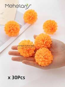 MEHELANY 30入組/15入組/6入組人造絲米奇橙色花朵頭，散裝結束部，適用於家居婚禮DIY插花花環節日裝飾 - 橘色 - 查看 6