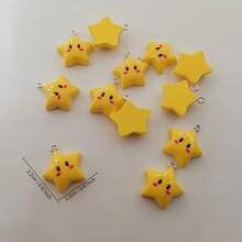 Mặt dây chuyền hình ngôi sao dễ thương, làm từ chất liệu nhựa màu vàng, thích hợp để tự làm trang sức, vòng cổ, vòng tay, móc khóa và các sản phẩm thủ công khác, không có chất liệu khảm, chủ đề đáng yêu. - Nhiều màu - Xem 6