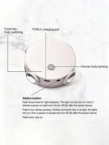 4-Way Lighting Motion Sensor Wall Light, Wireless Rechargeable, Body Induction Lamp For Hallway, Bedroom, Living Room Decor, Soft Lighting Nightlight, Magnetic Movable Portable Lamp, Minimalist Design - 1 Piece Of Four-head Cat-eye Sensor Light - View 11