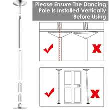 Stripper Dance Pole 45mm Spinning Static Dancing Pole With 88-108.1in Adjustable Height 551LBS Weight Capacity For Fitness Exercise Party Home Club Gym - Silver - View 10
