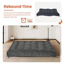 8" Futon Mattress Full Size, Futons Sofa Bed Sleeper Couch Bed, Roll Up Mattress With Shredded Foam & 2 Straps For Storage, Futon Floor Mattress For Living Room, Corduroy (Frame Not Included) - 灰色 - 查看 9