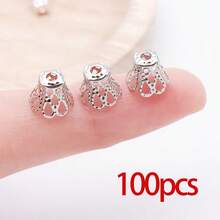 100pcs Flower Shape Iron Flower Petal Bead Caps Spacers For Earring Bracelet Necklace DIY Jewelry Making Supplies