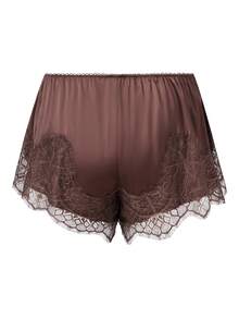 Women's Lace Trim Shorts Casual Loose Fit Stylish Solid Color Mid Rise Shorts For Spring/Summer - Brown - View 2