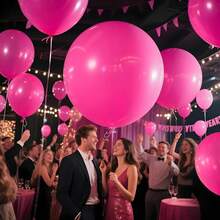 36英寸（约91.4厘米）巨型蜜桃粉色气球，2/4/6/8/10个装超大哑光紫红色乳胶氦气球，适用于婚礼新娘、礼物、情人节、生日派对、装饰 - 玫紅色 - 查看 2