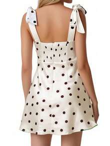 Maternity Women Dot Mini Dresses Summer Fashionable Sleeveless V Neck Ruffle Dress - 白色 - 查看 4