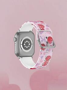 1pc Soft Elastic Breathable Pastel Heart, Cherry, Bow Design Replacement Wristband Strap For Apple Watch 38mm 40mm 41mm 45mm 44mm 42mm 49mm, Fashionable Casual Multi-Color Silicone Watch Band Compatible With Apple Watch Ultra Series, S10/SE/9/8/7/6/5/4/3/2/1 Smartwatch Accessories - Multicolor - View 3