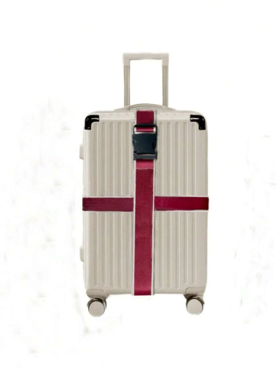 1 pieza Correa de equipaje de viaje con cerradura de contraseña ajustable, cinturón de embalaje de antirrobo para equipaje, correa de embalaje para estudiantes - Burdeos - Ver 1