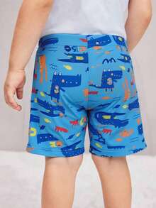 RWX VEST Sunga Bebê Estampada Crocodilo Azul – Confortável e Divertida para Praia e Piscina 2025 B3637 - Azul - Visão 5