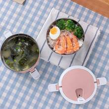 1/2/3/4pcs Round Stainless Steel Premium Solid Color Lunch Boxes With Lids, Multi-Layer Compartments, Multifunctional, High-Temperature Resistant, Strong Sealing, Heat-Insulated, Portable With Handle And Vent Valve, Made Of Materials, Adaptable To Various Scenarios. Suitable For Home, Kitchen, Restaurant, Office, Students, Hospitals, Visiting Relatives, Picnics, Camping, And Travel. - Pink - View 3