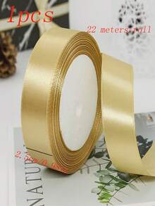 22 Meters (866 Inches) Of Champagne Gold Satin Ribbon, 1-Inch Wide Roll, For Gift Wrapping, Wedding Bouquets, DIY Crafts, Luxury Event And Party Decorations, Valentine's Day/Mother's Day Gift Wrapping Ribbons, Wedding Decorations, Party Supplies, Elegant Ribbons, Luxury Decorations, High-Quality Ribbons. - Multicolor - View 7