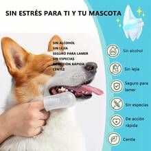 Toallitas limpiadoras para mascotas + Toallitas universales para la limpieza del canal auditivo y el cuidado dental de gatos y perros + Material de algodón 3D Pearl + Sin alcohol ni lejía / Suaves y no irritantes / Seguras para lamer + Adecuadas para la eliminación diaria del cerumen y el cuidado de la placa dental + Uso por ambos lados + Envase portátil para su almacenamiento - Blanco - Ver 9