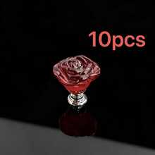10pcs Crystal Knobs, 30mm Rose Flower Style Glass Pull Handles For Cabinets And Drawers, Suitable For Vanity, Dresser And Kitchen - Multicolor - View 18