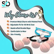 Sportybella Unisex Basketball Charm Bracelet - Adjustable Friendship Bracelet With Basketball Charm,LightBlue - LightBlue - 查看 7