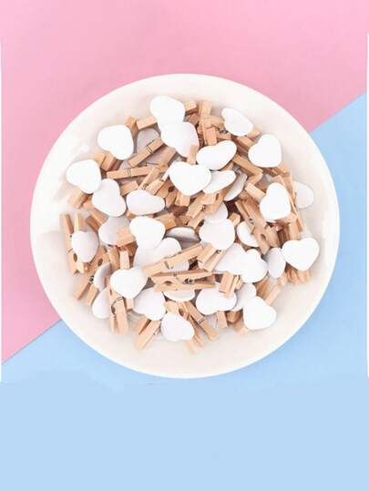 40 st/100 st/200 st hjärtformade klädnypor i trä, fotogem, miniklädnypor för hemmet, bröllop, alla hjärtans dag-dekoration