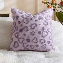 1/2 chiếc vỏ gối trang trí hình trái tim dập nổi chủ đề Ngày Valentine (Không bao gồm ruột gối), vải lanh Hà Lan hai mặt, vỏ gối vuông, gối trang trí nhà cửa dịp lễ, vải nhung mềm mại, trang trí hiện đại cho ghế sofa, phòng ngủ, ký túc xá. - Màu tím hoa cà - Xem 13