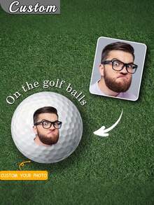 1pc Customized Golf Ball - Personalized Golf Ball With Your Photo | Personalized Golf Ball, Customized Photo & Name Golf Ball For Men, Couples Customized Photo Golf Ball, Personalized Face Golf Ball, Can Be Valentine's Day Gift, Fun Men's Golf Ball, Exquisite Customized Gift Suitable For Him/Her, Dad, Mom, Friends - Multicolor - View 1