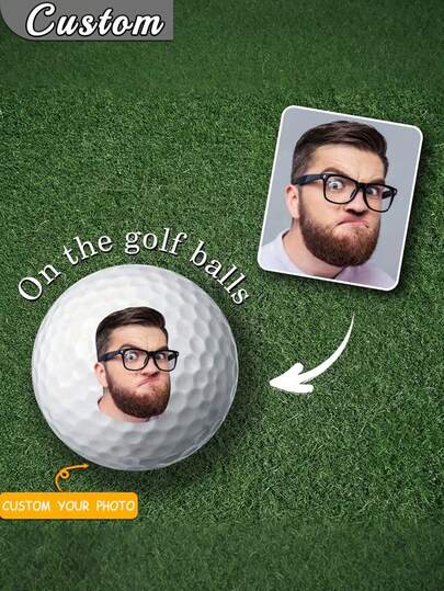1pc Customized Golf Ball - Personalized Golf Ball With Your Photo | Personalized Golf Ball, Customized Photo & Name Golf Ball For Men, Couples Customized Photo Golf Ball, Personalized Face Golf Ball, Can Be Valentine's Day Gift, Fun Men's Golf Ball, Exquisite Customized Gift Suitable For Him/Her, Dad, Mom, Friends