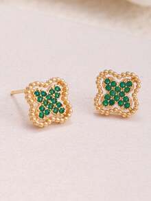 1 đôi/3 đôi bông tai bạc sterling 925 mạ đá Zirconia sang trọng, thanh lịch dành cho nữ, thích hợp đeo hàng ngày, dự tiệc, làm quà tặng bạn bè, bông tai mùa thu, quà Giáng sinh, phụ kiện trang sức bạc thiết kế chữ C kép. - Hoa tai 3 - Xem 5