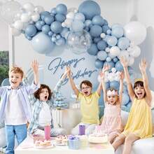 65/112件套蓝白气球拱门花环套装，乳胶气球，多用途庆典装饰，包含浅蓝色、白色和透明气球，适用于婚礼、生日、性别揭晓派对和婴儿派对，适合3-6岁儿童 - 淺藍色 - 查看 6