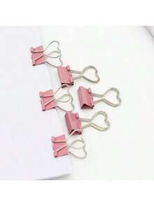 10/20pcs Pink Heart Shaped Metal Office File Folders, Foldable Design For Organizing And Convenient Office Supplies - Multicolor - View 3