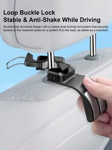 2个装汽车头枕挂钩，黑白两色，耐用ABS材质，后座储物整理器，旅行必备 - 彩色 - 查看 5