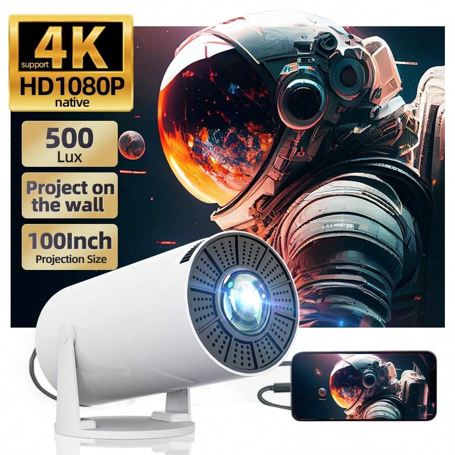 4K Ultra HD Home Projector, Multifunctional Immersive Home Theater, Supports Wired Screen Mirroring For Android And IOS Phones, Can Project Directly Onto A White Wall, Suitable For Home KTV, Gaming, Online Courses, Bedrooms, And Dorm Rooms, Supports HD And USB Connections, Built-In Speaker System, Supports Outdoor Projection, Perfect As A Christmas Or Valentine's Day Gift - 查看 1