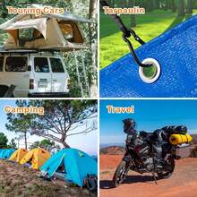 Elastic Rope With Quick Hook, Heavy-Duty Outdoor Black Elastic Band, Strong Industrial Grade Elastic Rope, Used To Fix Waterproof Cloth, Luggage, Tents, Bicycles, 12 Inches+24 Inches+48 Inches, - Multicolor - View 7