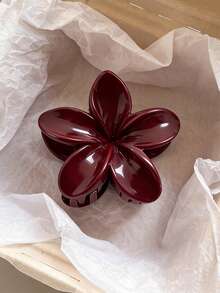 3个/1个 7.5厘米/2.95英寸芙蓉花造型塑料发夹，酒红色、玳瑁色、白色，轻巧，适合日常、休闲、派对、通勤、海滩、度假、扎马尾、盘发、洗脸、化妆、搭配服装等场合，时尚发饰，优雅发爪，夏季必备 - 彩色 - 查看 6