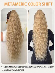 爪形马尾假发，金色，26英寸，水波纹耐热纤维合成马尾假发，适合女性在圣诞节、万圣节、音乐节、派对和日常使用。 - 金色 - 查看 7