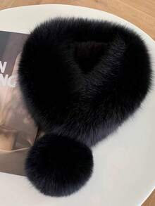 1条女士仿皮草围巾，时尚百搭保暖围巾，仿皮草领，围巾配饰，防风保暖，适合休闲户外穿着 - 彩色 - 查看 15