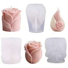 情人节玫瑰花蕾系列创意香薰蜡烛硅胶模具，玫瑰翅膀石膏装饰模具 DIY浪漫玫瑰翅膀香氛花卉装饰模具 - 白色 - 查看 8