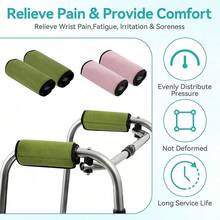 Soft Padded Grip Covers For Folding Wheelchair, Walker, Cane Handles, Mobility Aids (Gray/Pink) - Green - View 6
