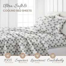 Linen Market - Juego de sábanas de 4 Piezas, Estampado, tamaño ,  Sage(California King Haz un deseo gris) - Multicolor - Ver 3