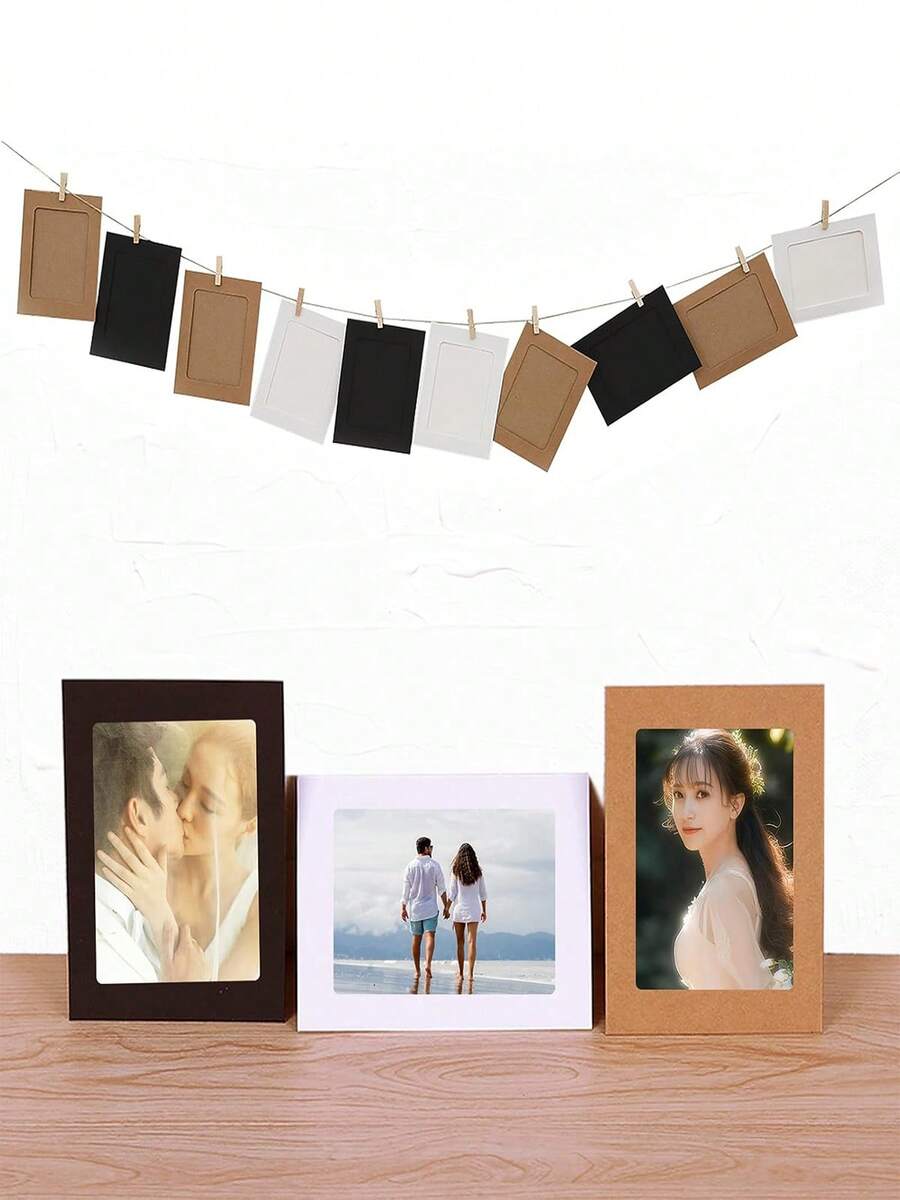 Bộ khung ảnh giấy treo nhiều màu (kèm dây gai và kẹp gỗ) phù hợp với mọi phong cách, những khung ảnh giấy chắc chắn này đi kèm với dây gai và kẹp gỗ, có thể lắp ráp nhanh chóng mà không cần dụng cụ để trưng bày ảnh ngay lập tức. - Nhiều màu - Xem 1