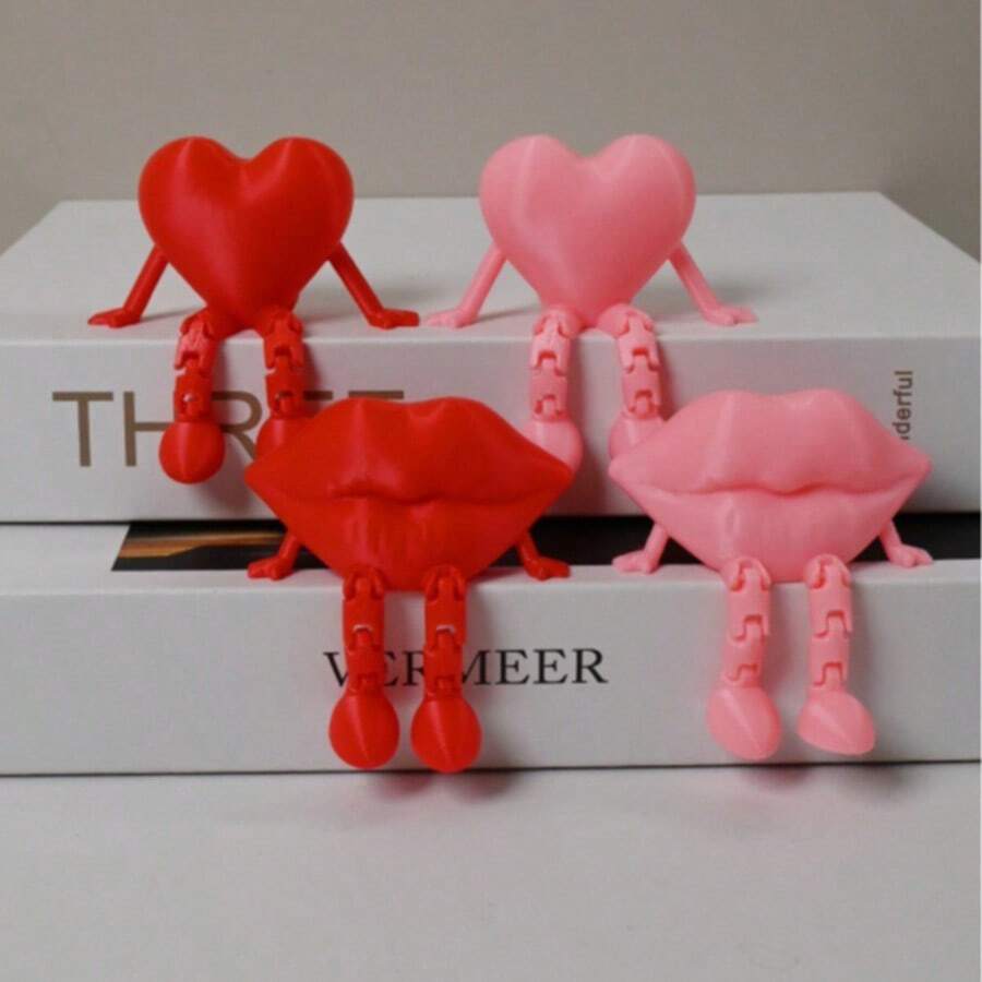 1 herzförmige Statue und 1 lippenförmige Statue, 3D kreative Dekoration, ohne Strombedarf, geeignet für Valentinstag Party Dekoration als Geschenk für Freunde, Tischfigur, Geburtstags Dekoration, Themen-Setting, leichte Ausstellung