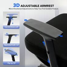 Ergonomic Office Chair, High Back Mesh Desk Chair With Adjustable Lumbar Support And Headrest, Home Office Computer Gaming Chair With 3D Armrests, 360° Swivel Rolling Task Chair For Adults - Black-d - View 4