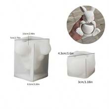 2件套DIY粘土模具复活节坐姿兔子杯环氧树脂硅胶模具复活节兔子圆形蜡烛杯石膏水泥模具小花盆烛台硅胶模具逼真兔子蜡烛模具，可重复使用，易脱模 - 白色 - 查看 2