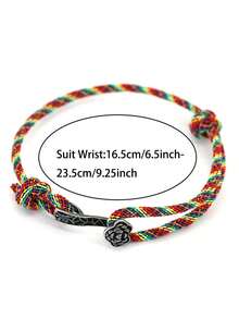 时尚手工编织绳可调节手链 复古黑色如意幸运手链 男女通用臂环饰品 - 如意手繩手鍊 - 查看 8