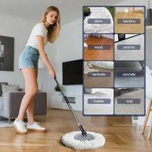 Spin Mop And Bucket SetMasthome EasyWring Microfiber Spin Mop With 3 Mop Pads Pedal Spinning Mops And Bucket With Wringer Set For Floor Cleaning - Home And Office Suitable - Xanh đậm - Xem 6