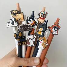 1/6/12/18pcs Cute Dog Themed Ballpoint Pens, Black Ink, Push-Button Pen Set, Ideal New Year Gift For Dog Lovers, Veterinary Technicians, Students And School Supplies Enthusiasts
