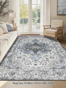 1 件复古做旧风格地毯，灰色波西米亚摩洛哥聚酯纤维舒适，矩形易护理可洗区域地毯，适用于客厅、走廊、床边、起居室、卧室、家居装饰 - 彩色 - 查看 17