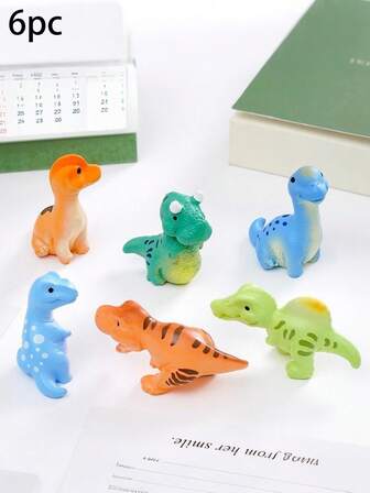 6pcs Cute Mini Dinosaur Figurines, Micro Landscape Accessories, Desk & Room Decor