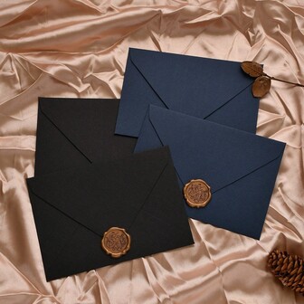 5/20/50pcs Linen Envelopes, Office Envelopes, Wedding Invitations, Western Business Invitation Cards, Holiday Gifts, Party Decoration Envelope Cards, Wax Seal Stickers