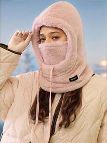 1pc Unisex Autumn/Winter Fleece Balaclava Hat, Ski Face Mask, Women's Winter Hat, Warm Face Cover, Thick Knit Beanie, Suitable For Daily Use, Skiing, Hiking, Fishing, Etc. - Multicolor - View 10