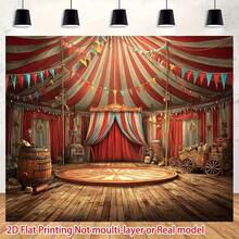 1件马戏团帐篷横幅，复古马戏团主题派对装饰，红白条纹，适用于生日、婚礼、嘉年华等场合，嘉年华装饰用品，含拍照背景装饰 - 彩色 - 查看 1