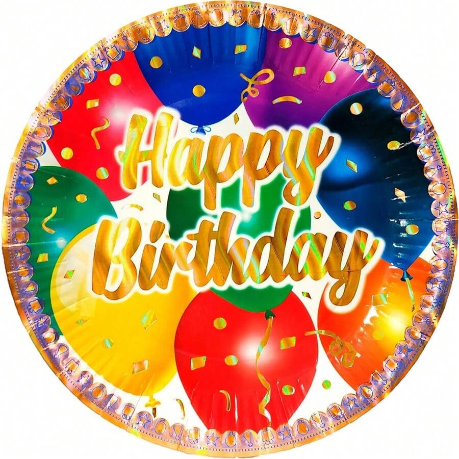 Plates - Happy Birthday Balloons - View 1