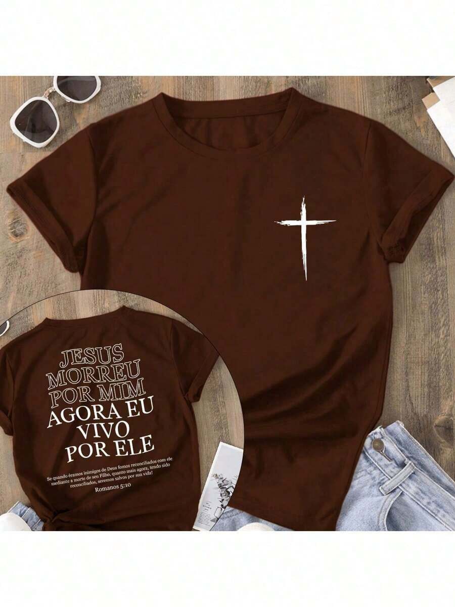 Women's Blouse T-Shirt I Live For Him - Rust Brown - View 1