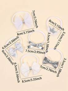 6pcs Silver Metallic Lace Headbands, Shiny Crown Plush Headbands For Baby Girls, Silver Glitter Hairbands, Cute Fabric Headbands For Infants, Baby Girl Gifts, Casual Headwraps, Baby Hair Accessories - Silver - View 7