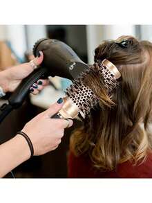 1 Set Gold Ceramic Round Hair Brush, High Heat Resistant Styling Brush, Suitable For Voluminous, Curly And Straight Hair, Women's Travel Essential, Portable, Professional Hairstyling And Hair Care Tool, Gentle Hair Care - Multicolor - View 6